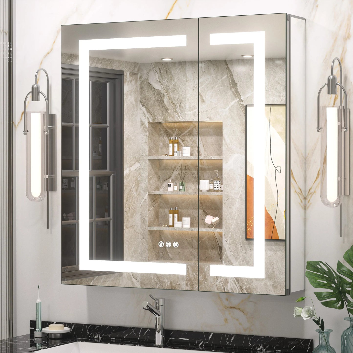 LED Lighted Bathroom Medicine Cabinet with Mirror – Anti-Fog, Adjustable Shelves, USB & Outlet, Recessed or Wall Mounted