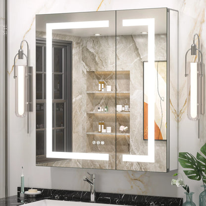LED Lighted Bathroom Medicine Cabinet with Mirror – Anti-Fog, Adjustable Shelves, USB & Outlet, Recessed or Wall Mounted