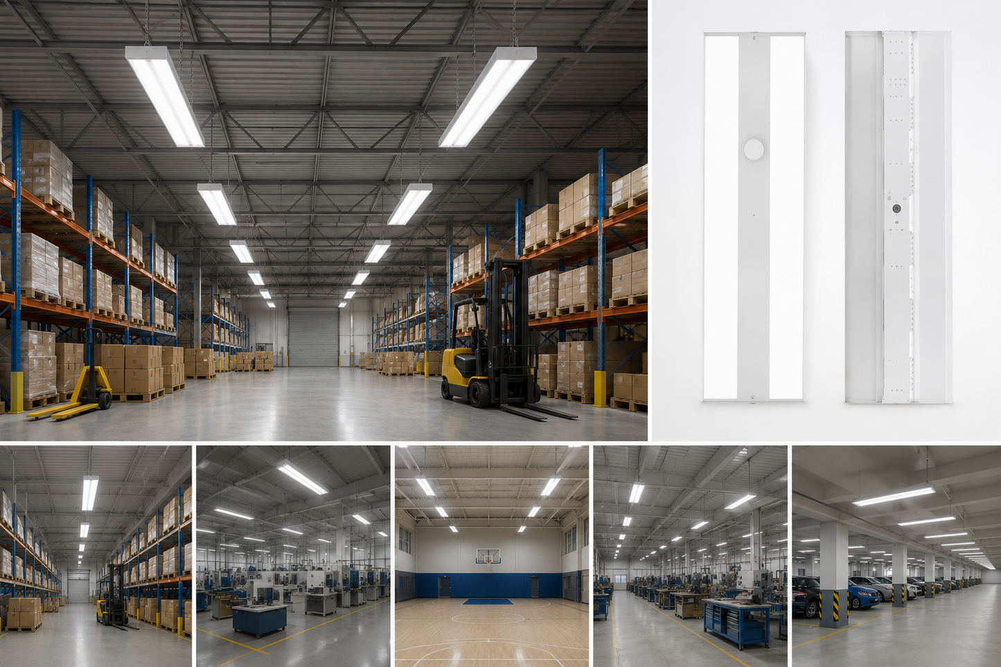 4FT LED Linear High Bay Light – 255W/275W/300W Selectable – 4000K/5000K CCT – 140 lm/W – 0-10V Dimmable