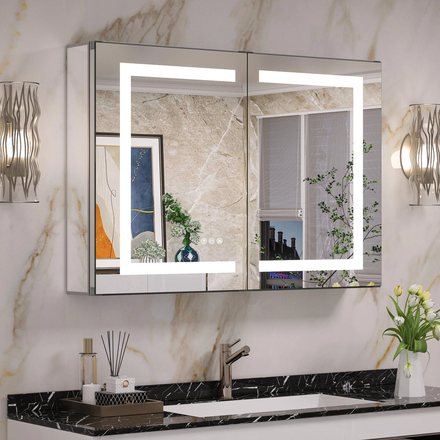 LED Lighted Bathroom Medicine Cabinet with Mirror – Anti-Fog, Adjustable Shelves, USB & Outlet, Recessed or Wall Mounted