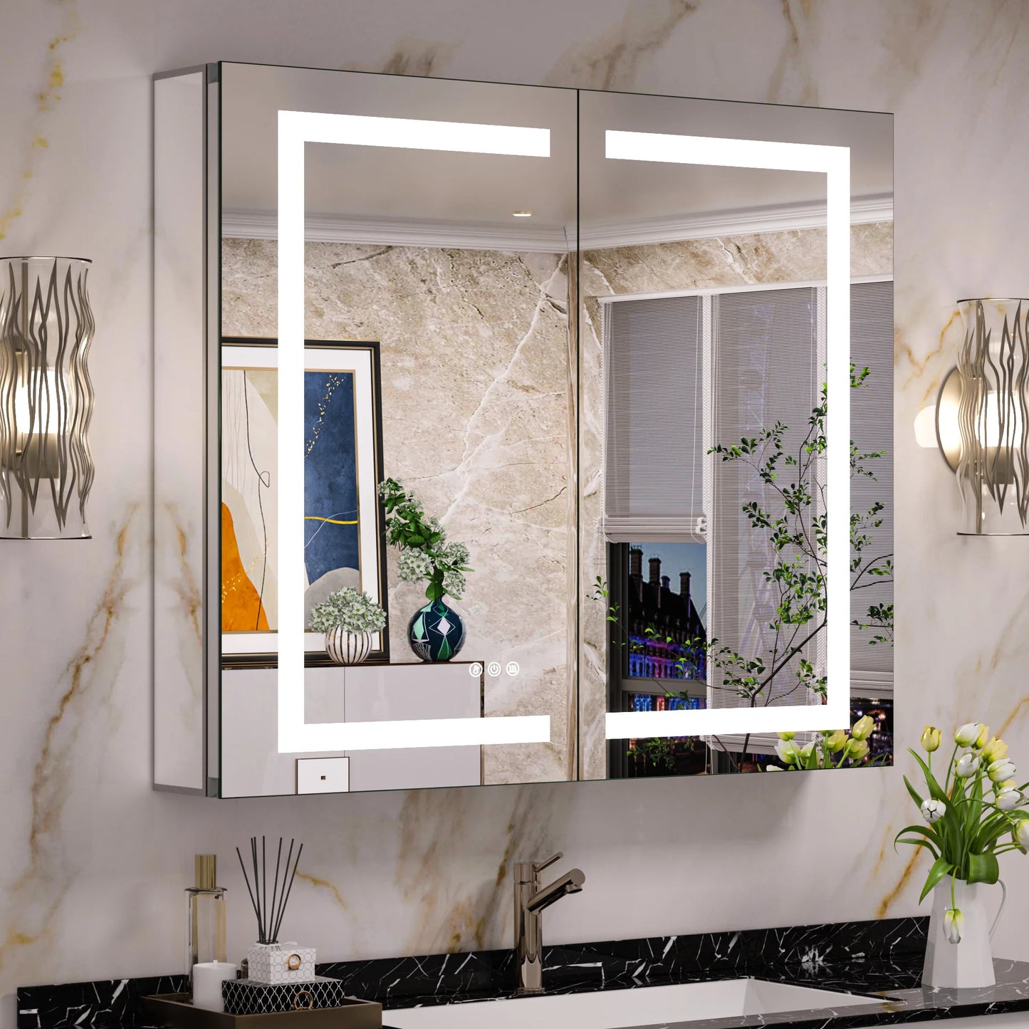 LED Lighted Bathroom Medicine Cabinet with Mirror – Anti-Fog, Adjustable Shelves, USB & Outlet, Recessed or Wall Mounted