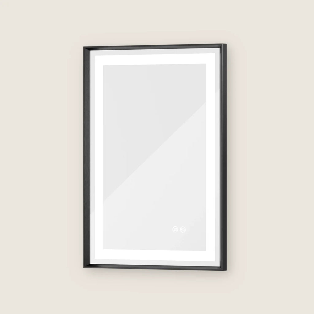 Frontlit & Backlit Framed LED Bathroom Mirror with 3-Color Dimmable Lighting, Anti-Fog & HD Tempered Glass