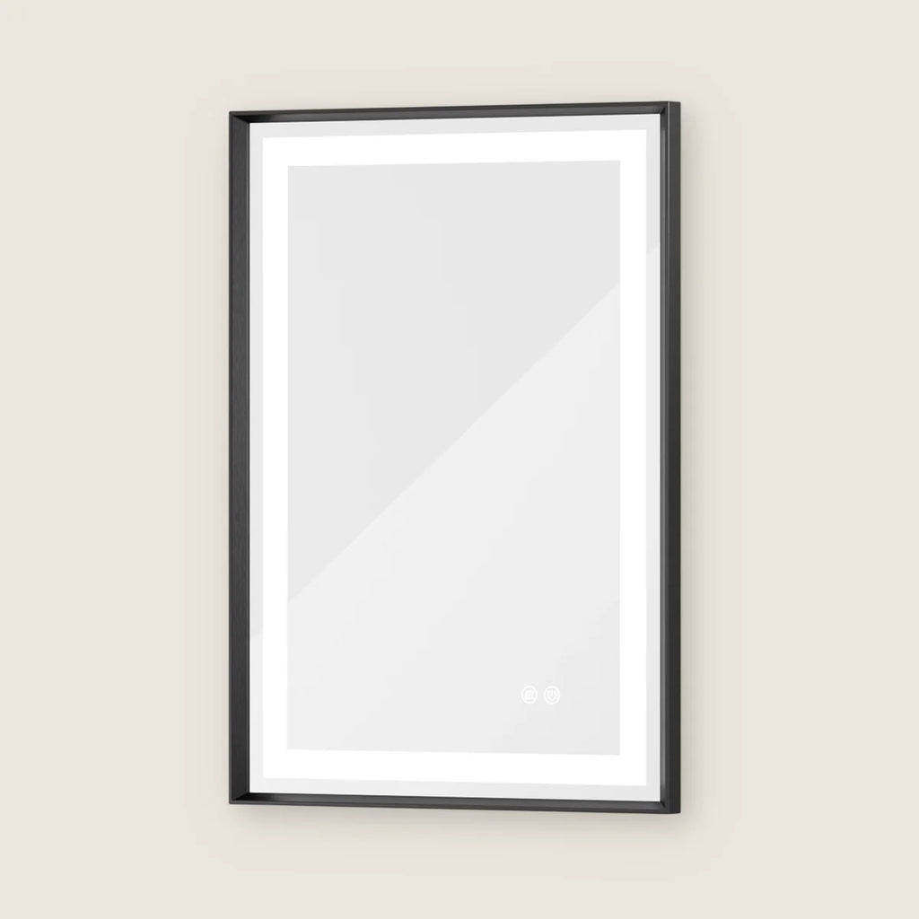 Frontlit & Backlit Framed LED Bathroom Mirror with 3-Color Dimmable Lighting, Anti-Fog & HD Tempered Glass