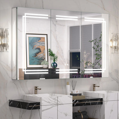 LED Lighted Medicine Cabinet with Vanity Mirror – Dimmable 3 Color Lights & Adjustable Shelves