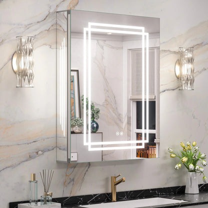LED Lighted Medicine Cabinet with Vanity Mirror – Dimmable 3 Color Lights & Adjustable Shelves