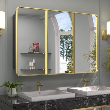 Stainless Steel Bathroom Medicine Cabinet with Mirror – Recessed or Wall Mounted Storage Cabinet