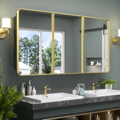Stainless Steel Bathroom Medicine Cabinet with Mirror – Recessed or Wall Mounted Storage Cabinet
