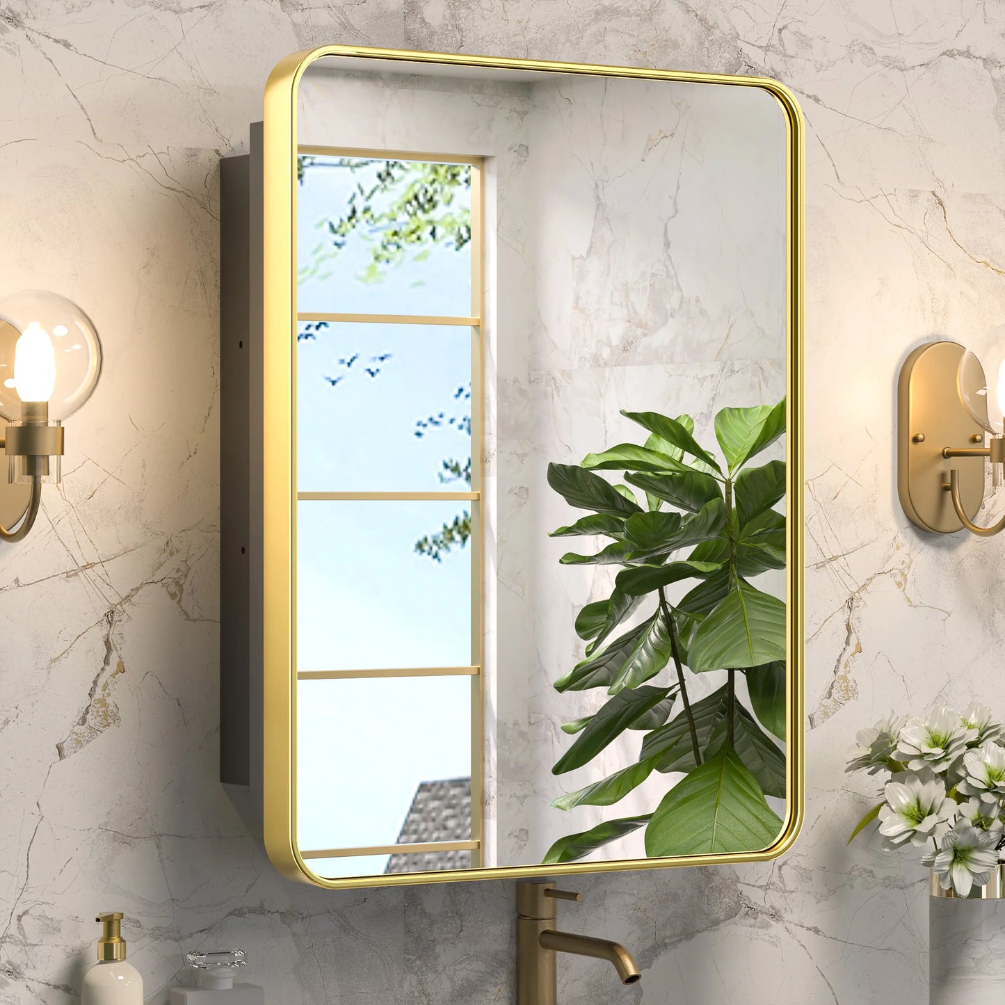 Stainless Steel Bathroom Medicine Cabinet with Mirror – Recessed or Wall Mounted Storage Cabinet