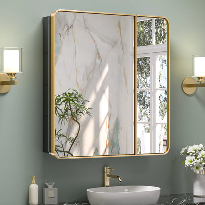 Stainless Steel Bathroom Medicine Cabinet with Mirror – Recessed or Wall Mounted Storage Cabinet
