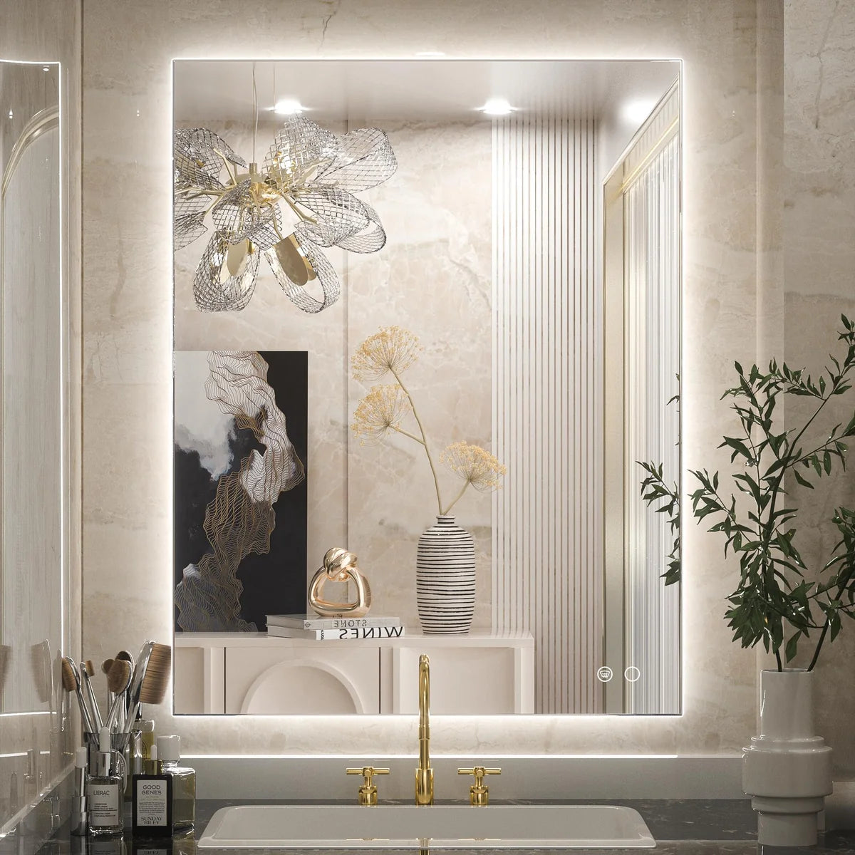Backlit LED Bathroom Mirror with Anti-Fog, 6000K Cool White Lighting