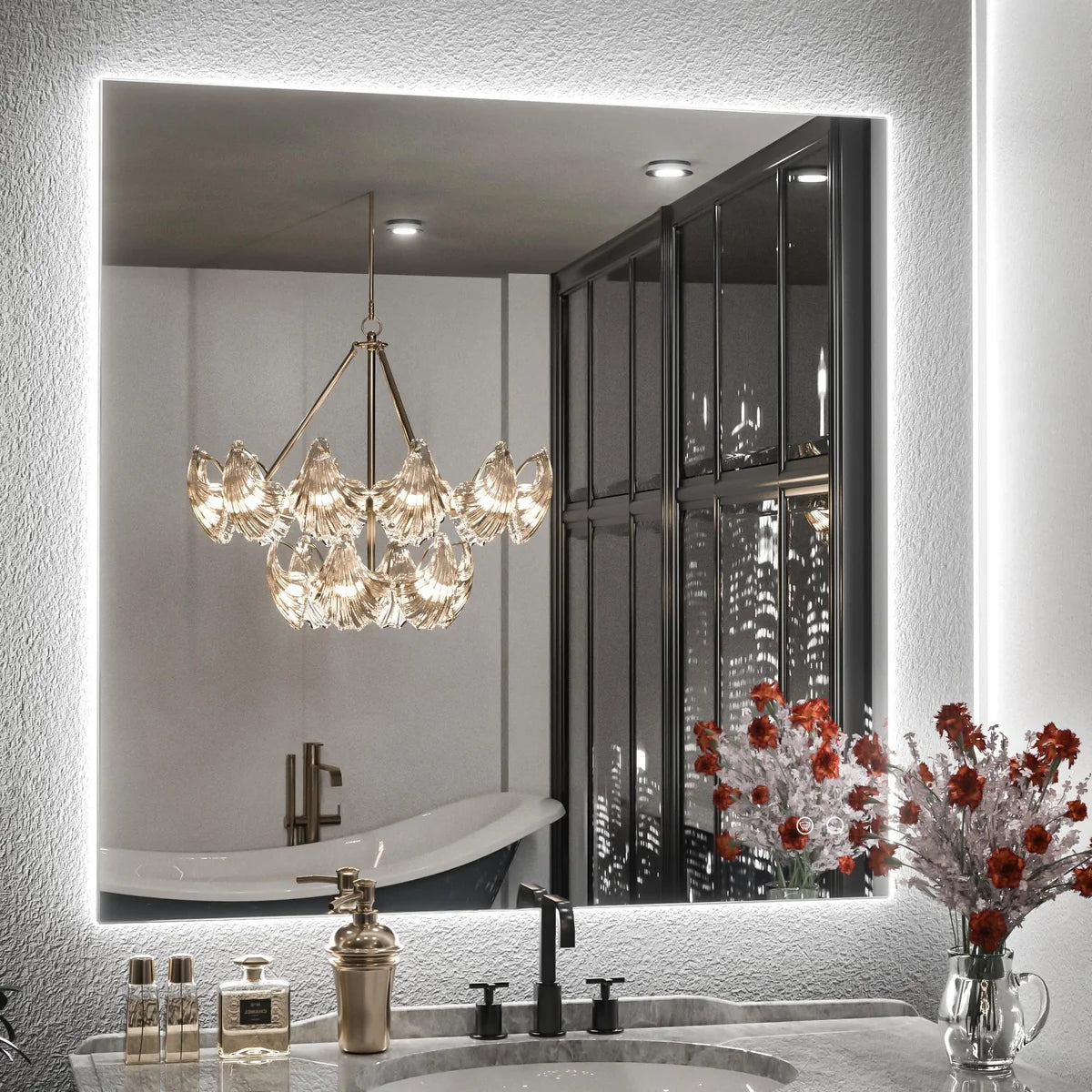 Backlit LED Bathroom Mirror with Anti-Fog, 6000K Cool White Lighting