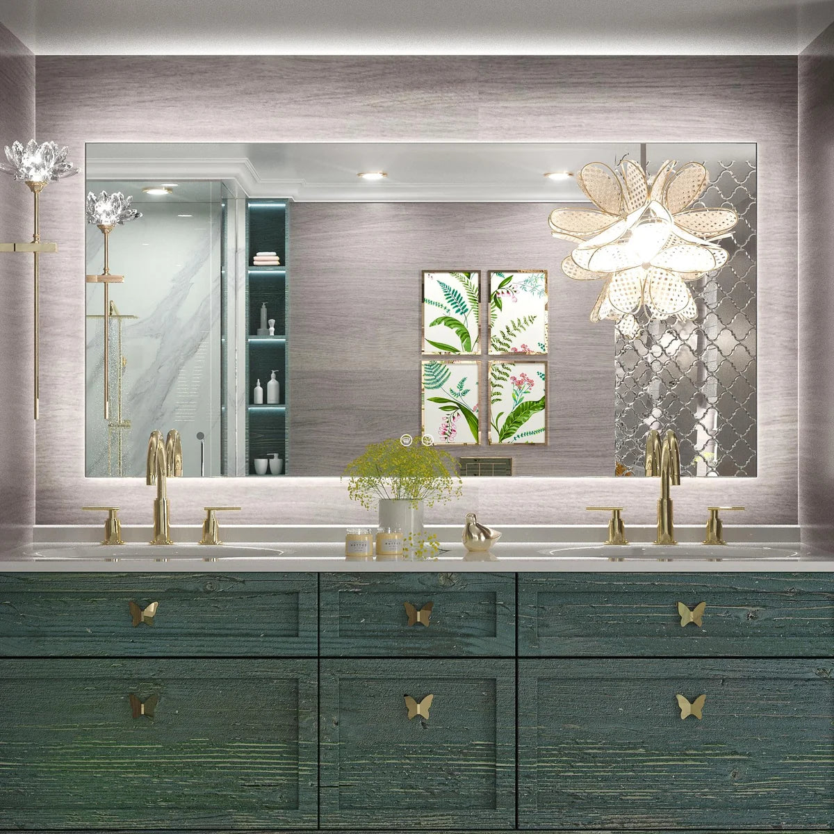 Backlit LED Bathroom Mirror with Anti-Fog, 6000K Cool White Lighting