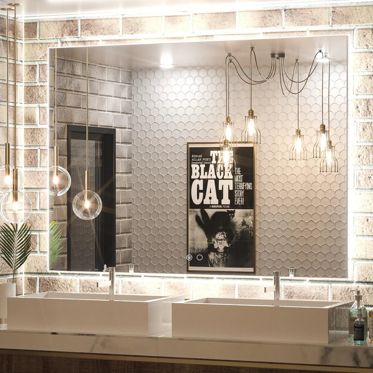 Backlit LED Bathroom Mirror with Anti-Fog, 6000K Cool White Lighting