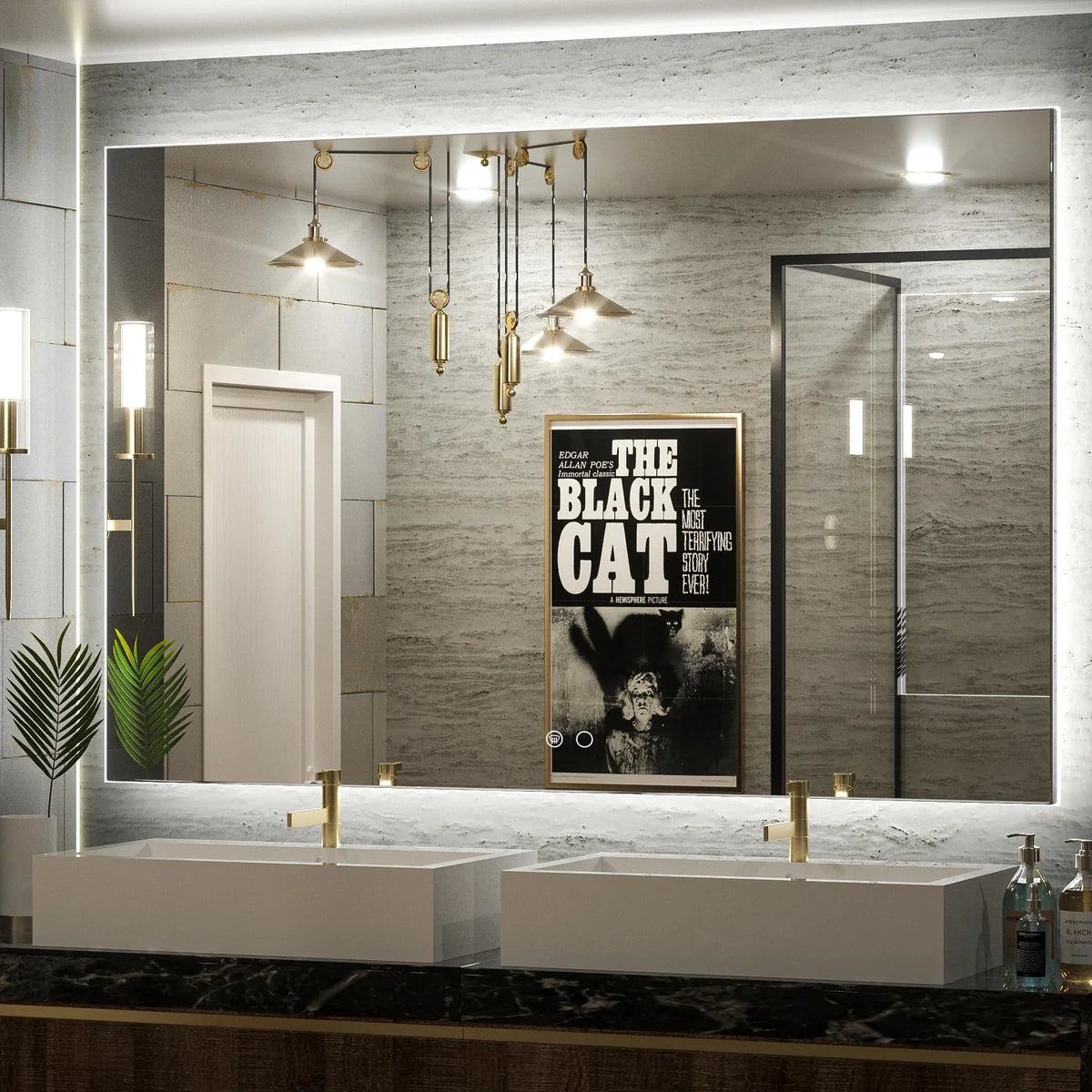 Backlit LED Bathroom Mirror with Anti-Fog, 6000K Cool White Lighting