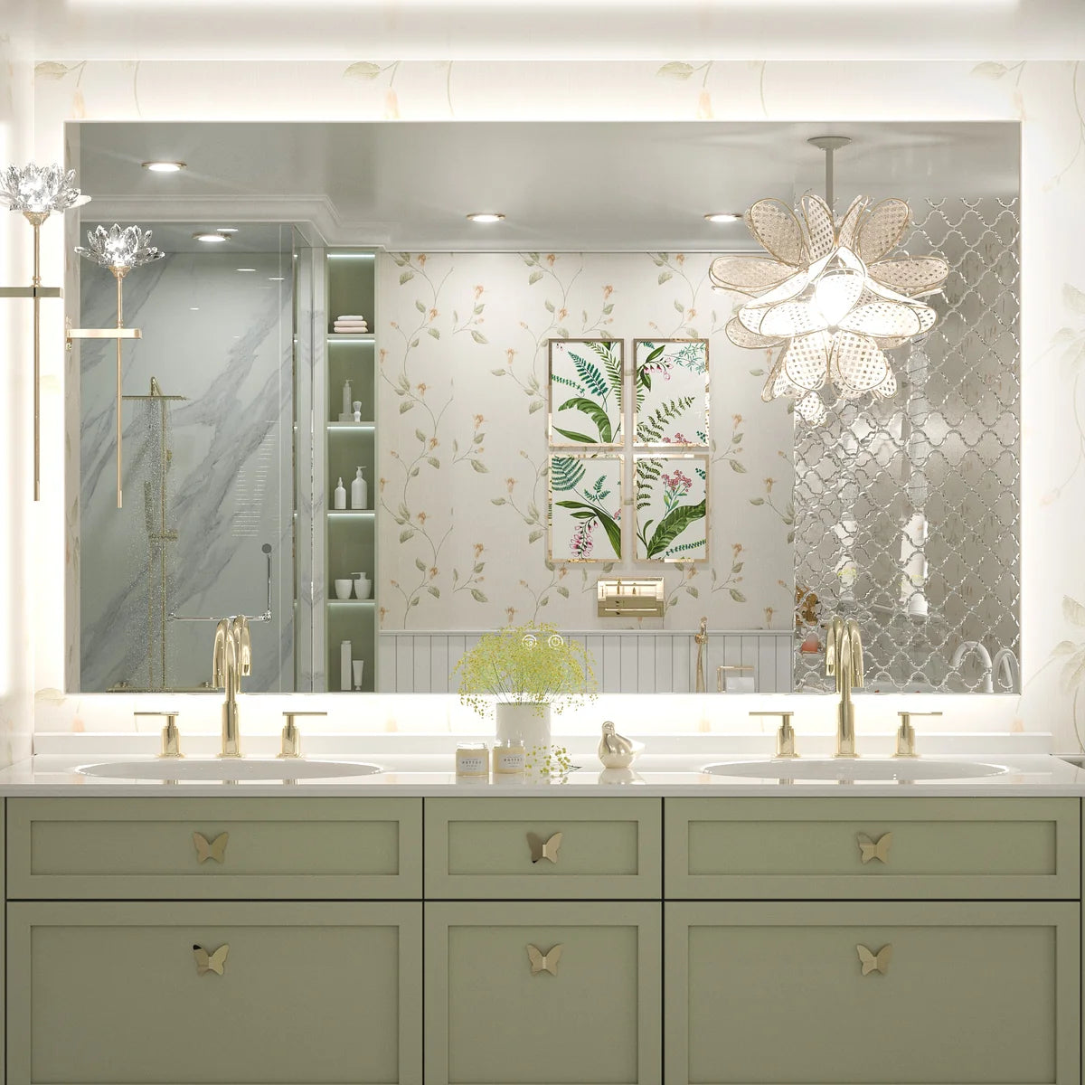 Backlit LED Bathroom Mirror with Anti-Fog, 6000K Cool White Lighting