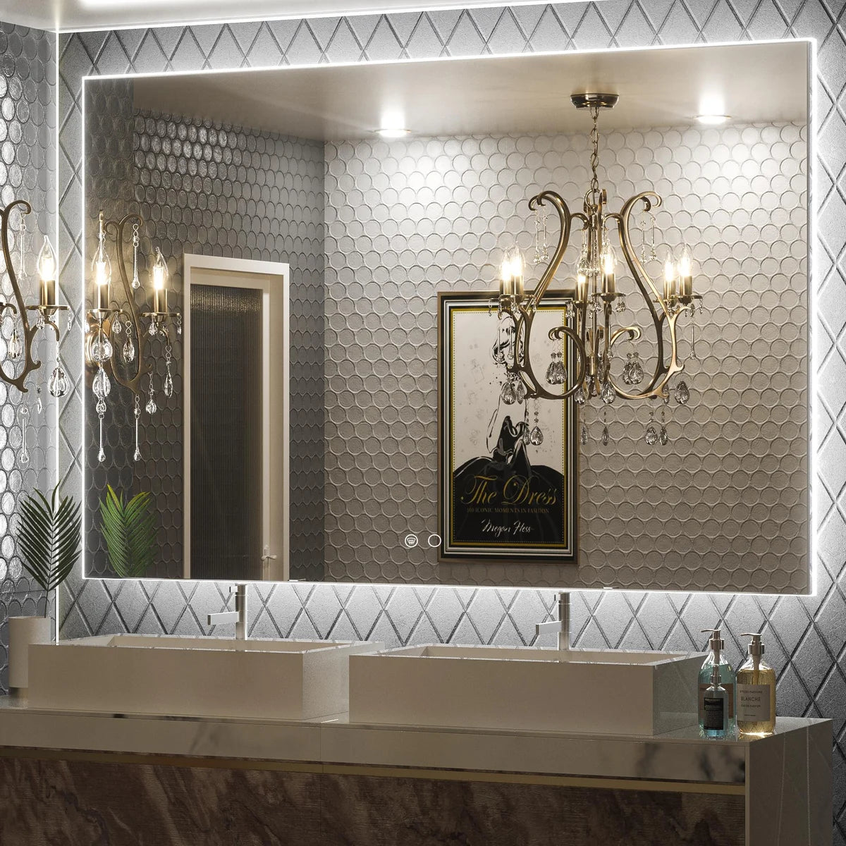 Backlit LED Bathroom Mirror with Anti-Fog, 6000K Cool White Lighting